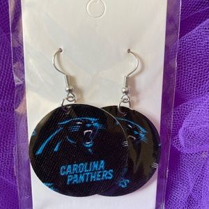 NFL Carolina Panthers faux vinyl leather earrings